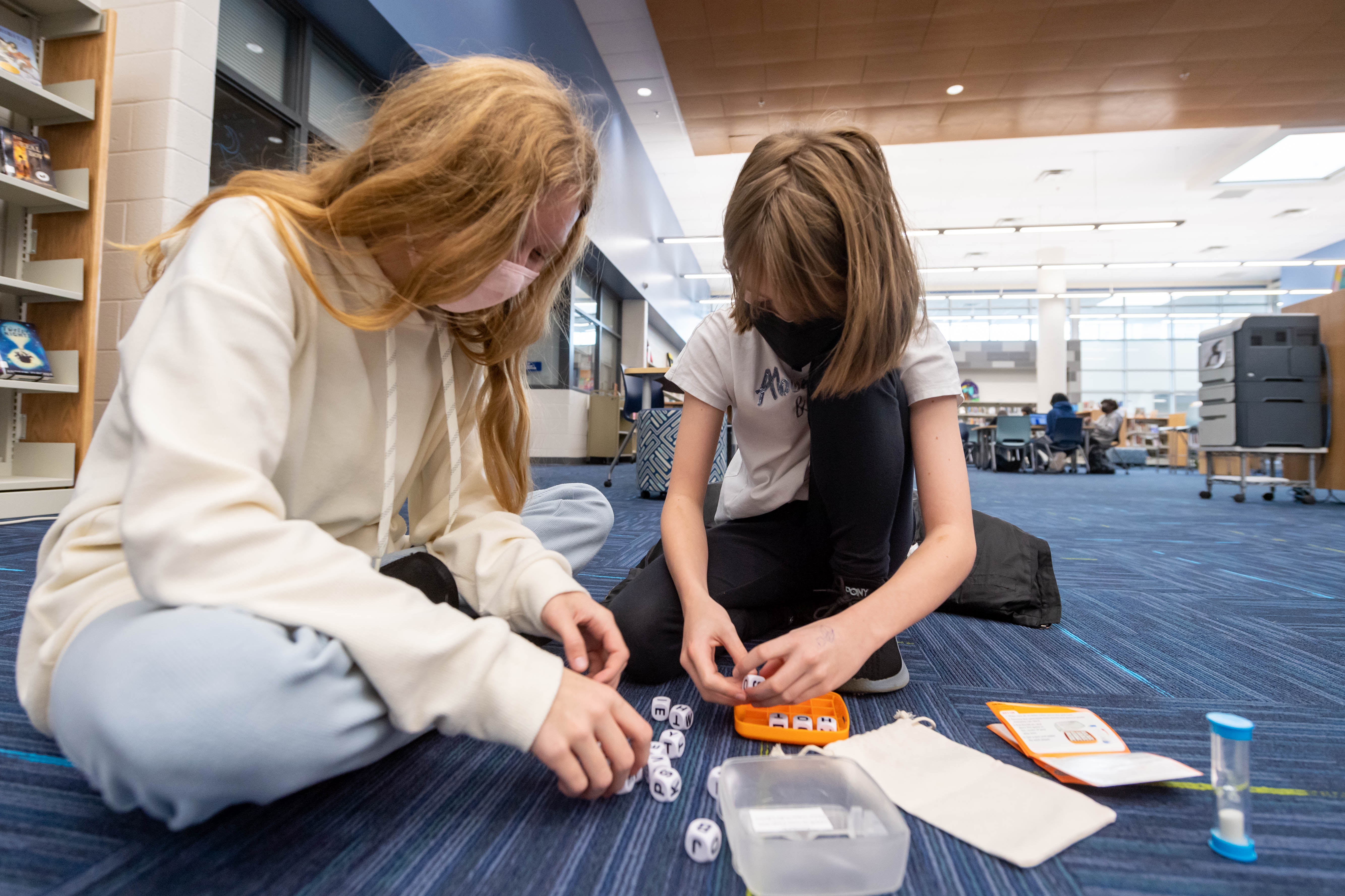 Students play critical thinking board games, purchased with ESSER III funds, during school breaks as part of a push to boost collaboration among students after time spent in virtual school during the 2020-2021 school year.