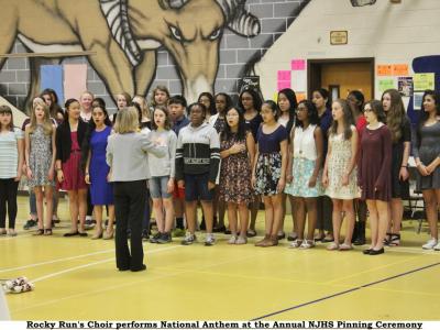 Rocky Run's Choir led by Ms. Christman sing the National Anthem 