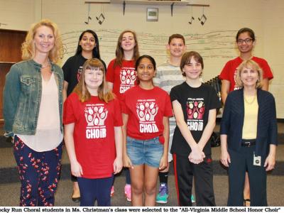 Rocky Run Choral Students Selected to ALL-Virginia Middle School Choir