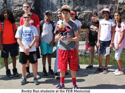 Rocky Run students at the FDR Memorial