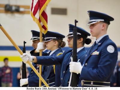Chantilly High School's USAF Junior ROTC Color Guard Presents the Colors at the 18th Annual "iWitness to History Day" Opening Ceremony.