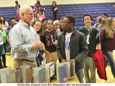 Author Ben Mikaelsen spoke to all Rocky Run students at three assemblies