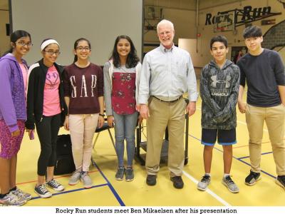 Author Ben Mikaelsen spoke to all Rocky Run students at three assemblies