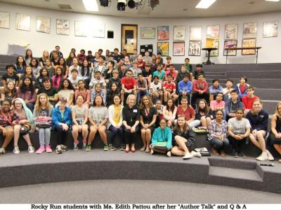 Edith Pattou conducted an "Author's Talk" for Rocky Run students